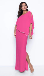 Load image into Gallery viewer, Shimmery Ribbed Gown with Sheer Overlay 179257 - Lucindas on-line

