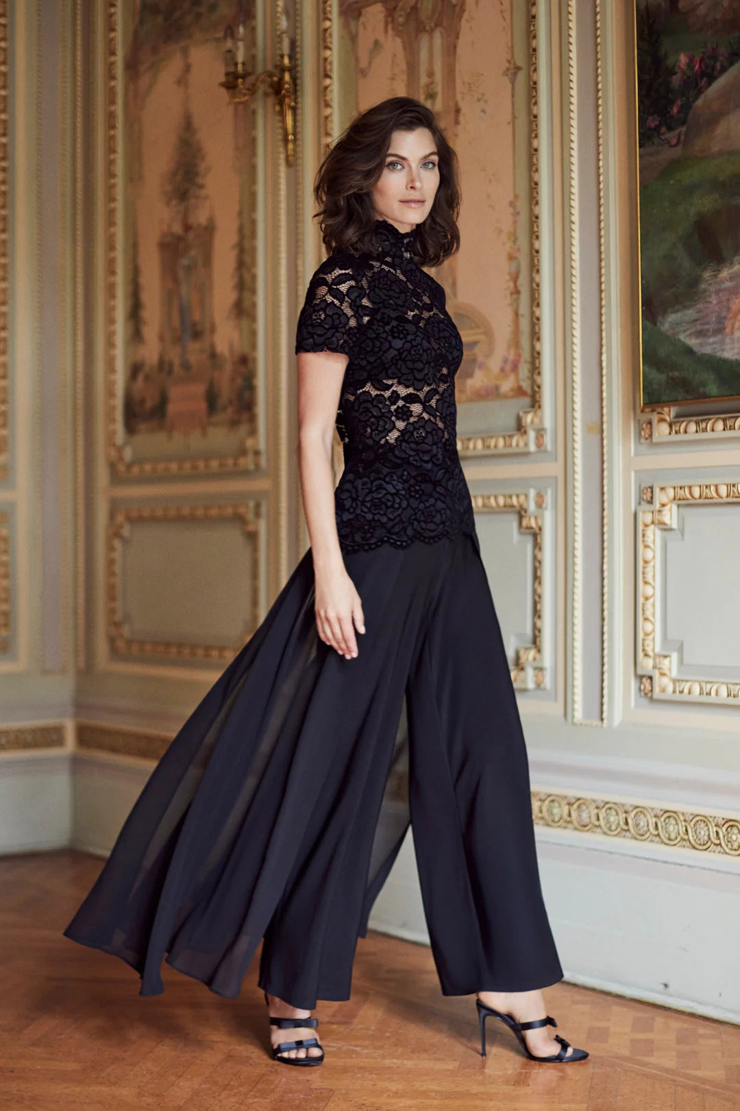 Black Georgette Panel Trousers