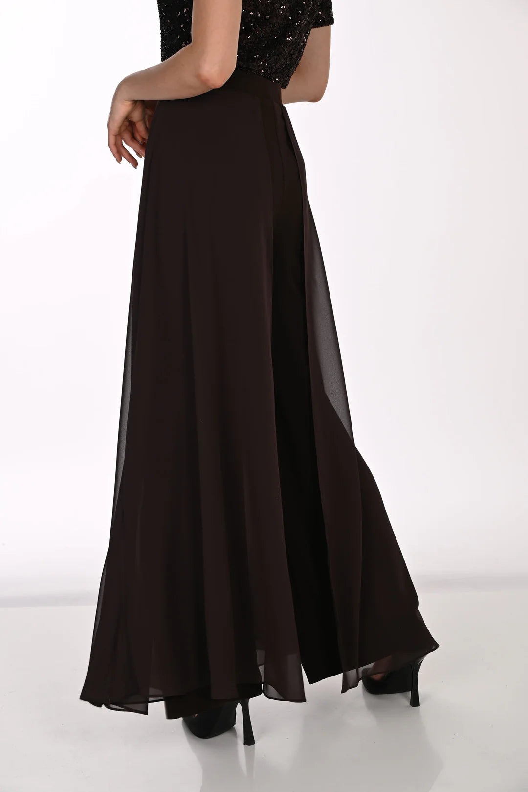 Black Georgette Panel Trousers