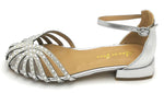 Load image into Gallery viewer, Silver Flat Sandals with Rhinestones V23200
