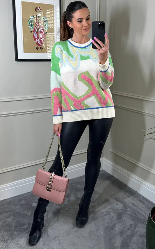 Abstract Knit Multi Colour Jumper M038107