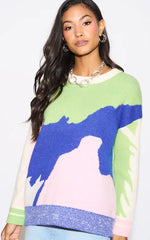 Load image into Gallery viewer, Green Abstract Multi Print Knit Jumper M043256
