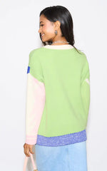 Load image into Gallery viewer, Green Abstract Multi Print Knit Jumper M043256
