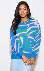 Load image into Gallery viewer, Blue Abstract Knit Jumper M043253
