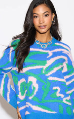 Load image into Gallery viewer, Blue Abstract Knit Jumper M043253
