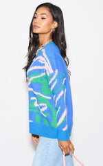 Load image into Gallery viewer, Blue Abstract Knit Jumper M043253
