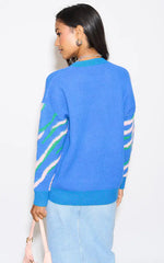 Load image into Gallery viewer, Blue Abstract Knit Jumper M043253
