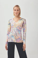 Load image into Gallery viewer, Lilac/Ochre Abstract Flower Print Jumper KH244
