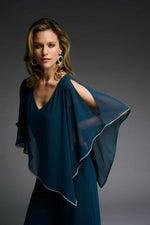 Load image into Gallery viewer, Chiffon Overlay with Diamante Trim Top 223738
