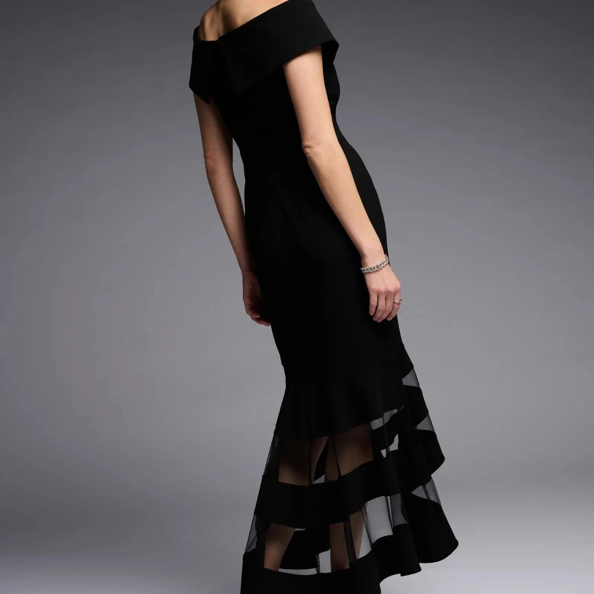 Sheer Panel Off shoulder Trumpet Dress 223743