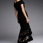 Load image into Gallery viewer, Sheer Panel Off shoulder Trumpet Dress 223743
