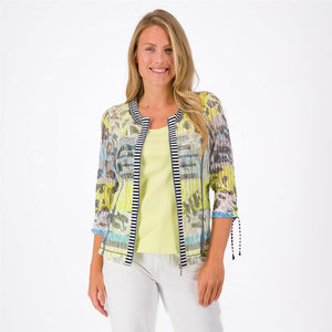 Just White Mixed Pattern Jacket with Stripe Vest J2921