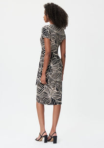 Palm Print Wrap Dress 232037