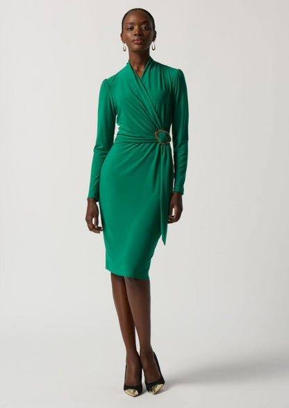 Joseph Ribkoff Green Wrap Buckle Dress 233119