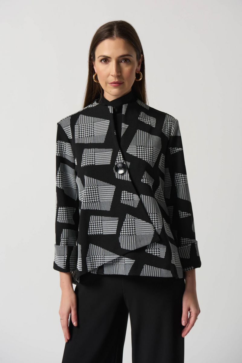 Joseph Ribkoff Black/White Abstract Knit Jacket 233169
