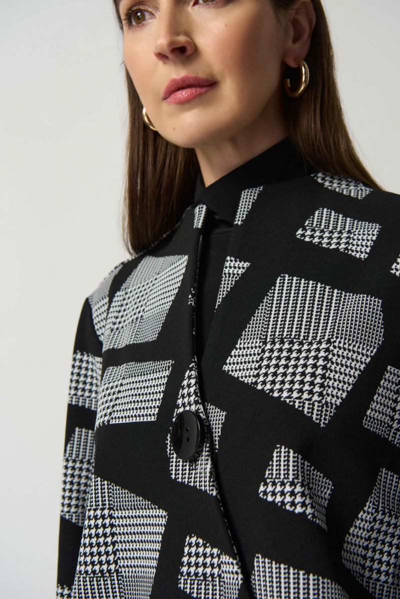 Joseph Ribkoff Black/White Abstract Knit Jacket 233169