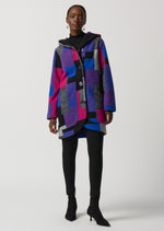 Load image into Gallery viewer, Geometric Print Wool Hooded Coat 233961
