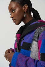 Load image into Gallery viewer, Geometric Print Wool Hooded Coat 233961

