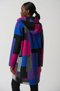 Geometric Print Wool Hooded Coat 233961