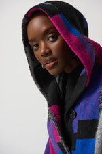 Load image into Gallery viewer, Geometric Print Wool Hooded Coat 233961
