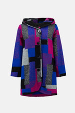 Load image into Gallery viewer, Geometric Print Wool Hooded Coat 233961
