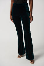 Load image into Gallery viewer, Dark Green Velvet Flared Pull-On Trousers 234289
