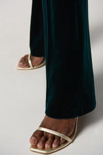Load image into Gallery viewer, Dark Green Velvet Flared Pull-On Trousers 234289

