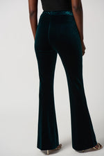 Load image into Gallery viewer, Dark Green Velvet Flared Pull-On Trousers 234289
