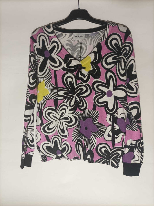 Vibrant Floral V Neck Print Jumper DW102