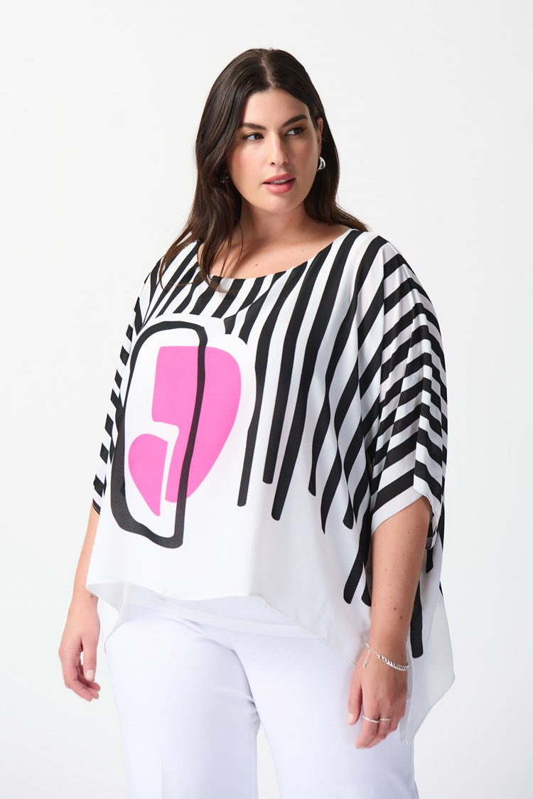 Abstract Print Georgette Poncho Top 241091