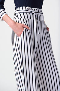 Striped Silky Knit Wide-Leg Trousers 241135