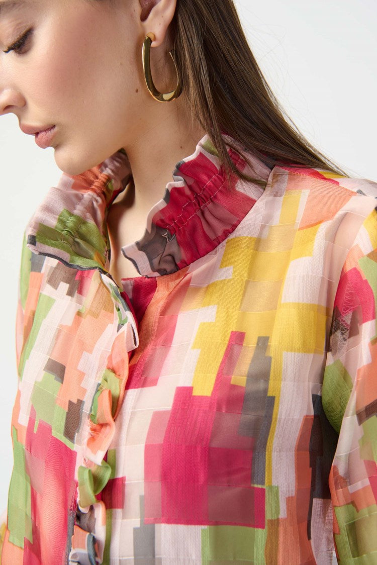 Colourful Abstract Print Woven Jacket 241222