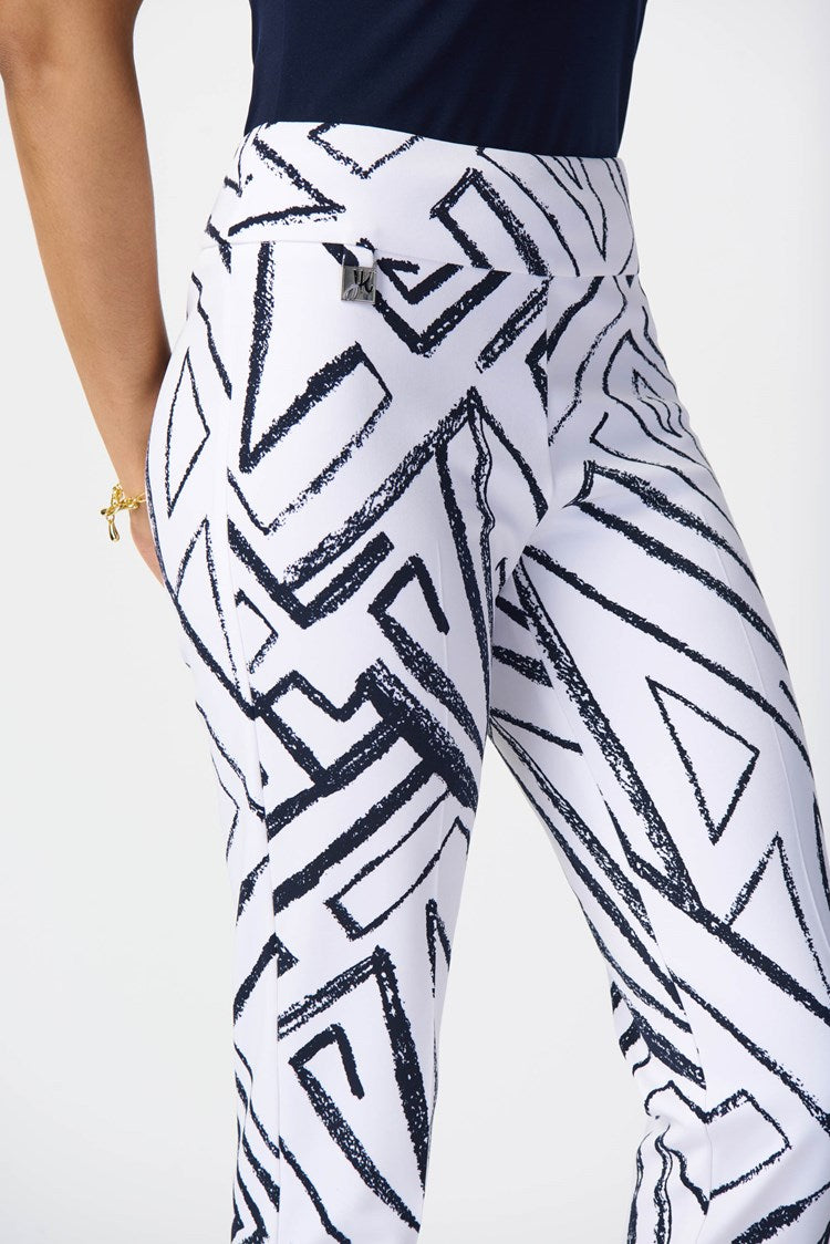 Geometric Print Silky Pull-On Trousers 241271