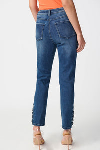 Classic Slim Fit Jeans with Embellished Hem 241900