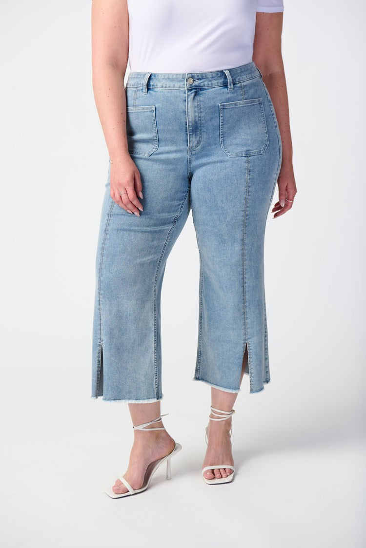 Culotte Jeans With Embellished Front Seam 241903