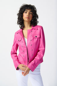 Foiled Suede Jacket With Metal Trims 241911