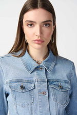 Load image into Gallery viewer, Fitted Denim Jacket With Allover Rhinestones 241914
