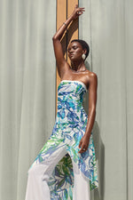 Load image into Gallery viewer, Mesh &amp; Silky Knit Tropical Print Jumpsuit 242024
