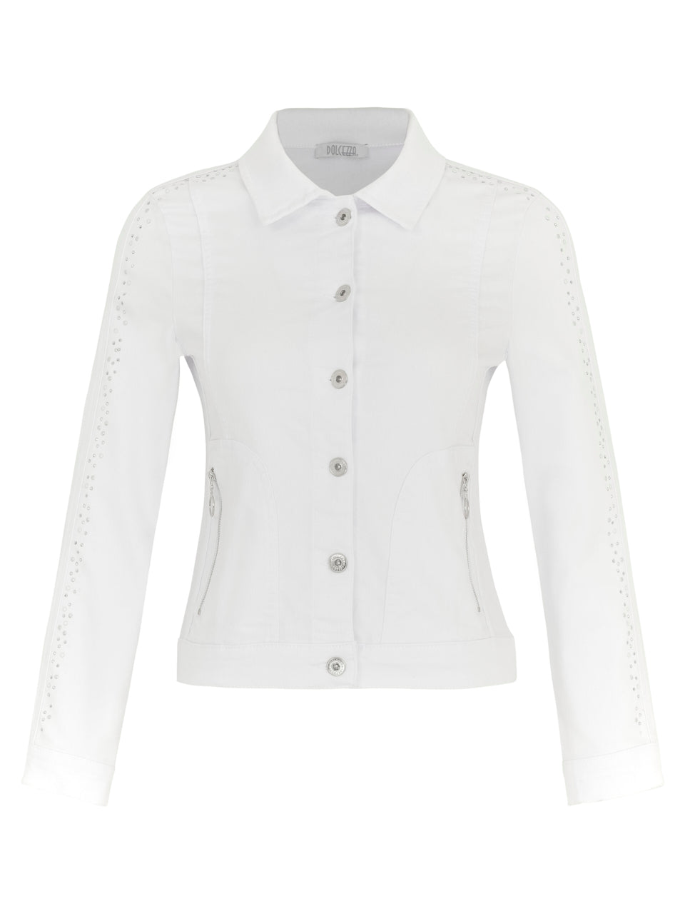 White Denim Jacket with Rhinestones 24203