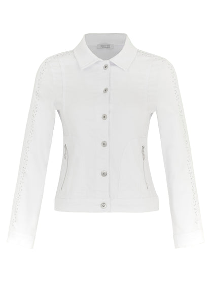 White Denim Jacket with Rhinestones 24203