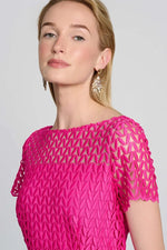 Load image into Gallery viewer, Fuchsia Guipure Lace Flounce Dress 242704
