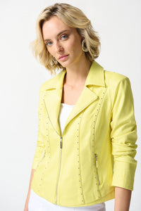 Yellow Foiled Suede Fitted Jacket 242908