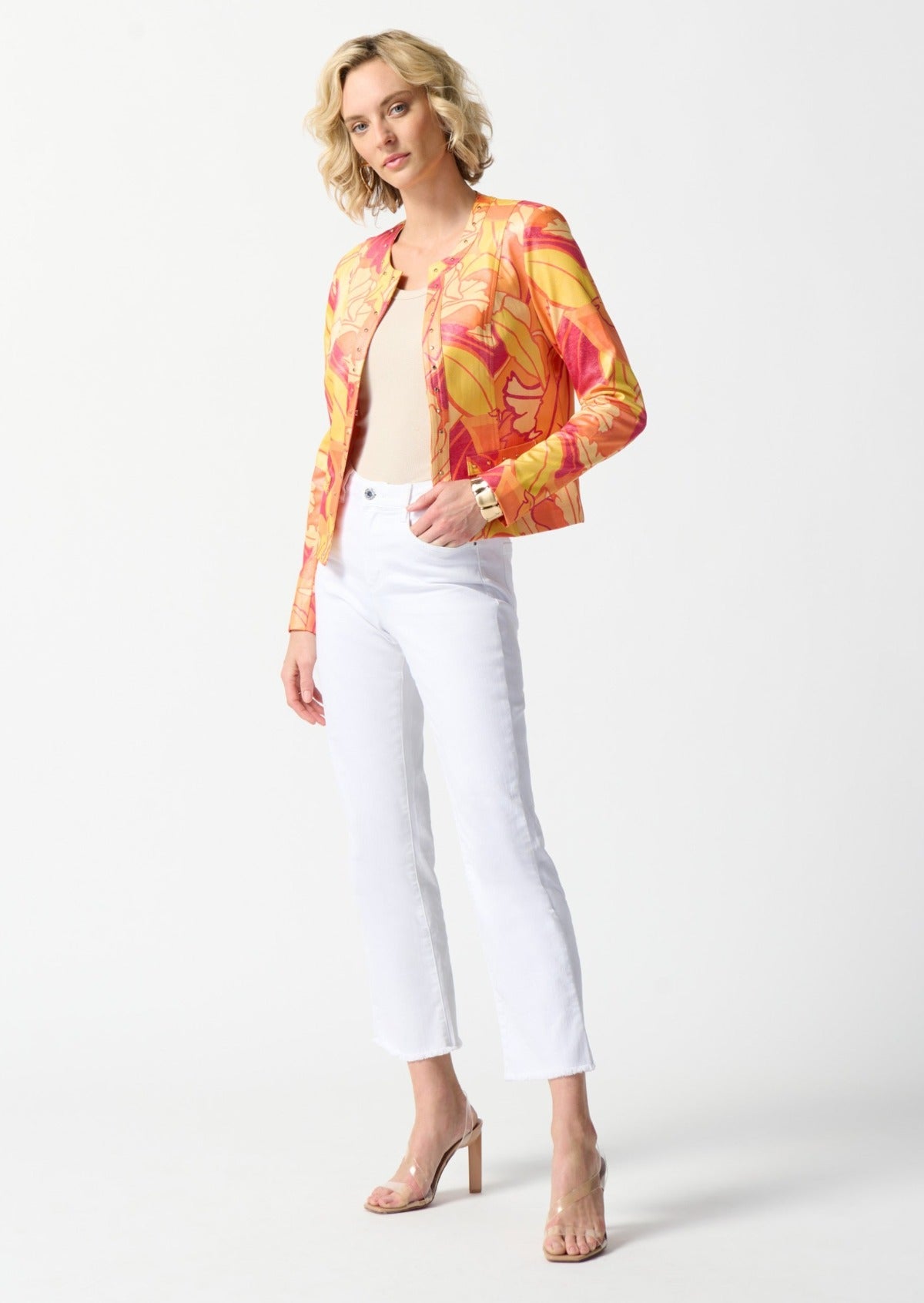 Floral Print Suede Fitted Jacket 242916