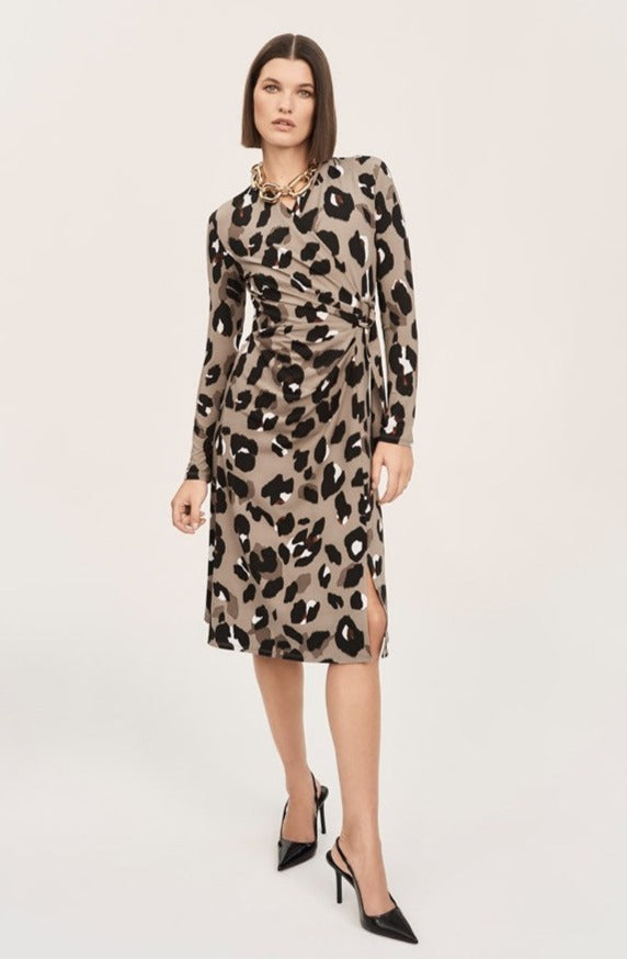 Animal Print Wrap Dress 243173