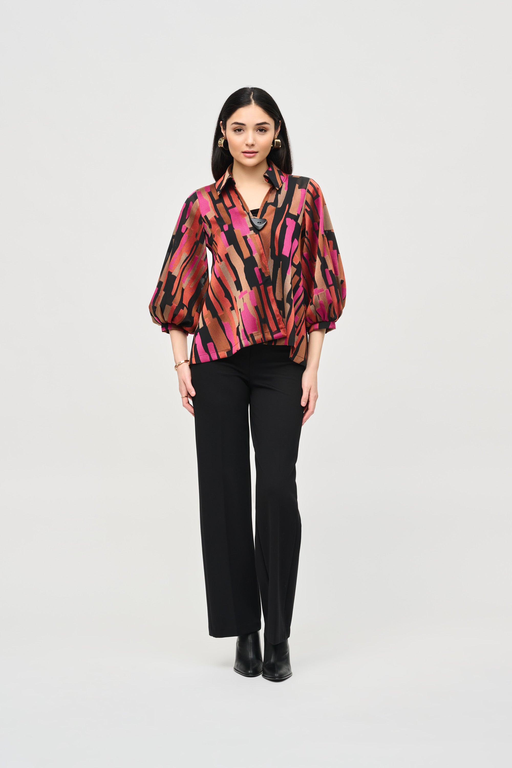 Woven Burnout Abstract Swing Jacket 243239