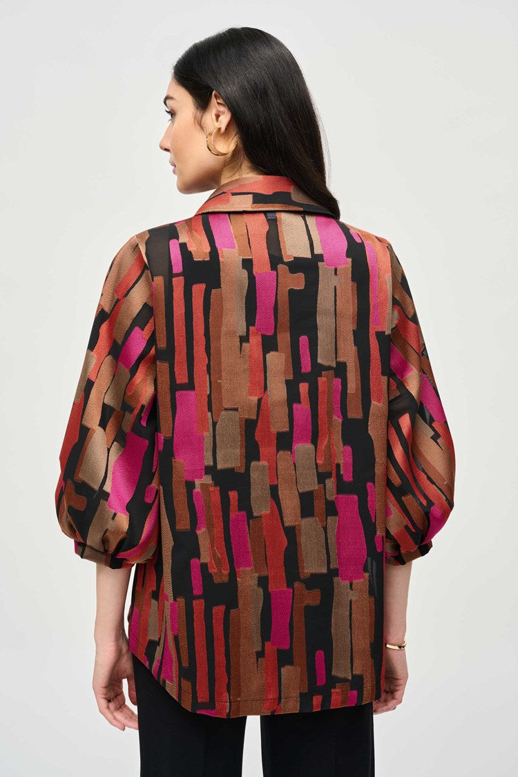 Woven Burnout Abstract Swing Jacket 243239