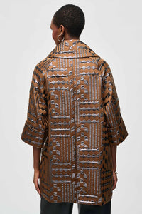 Jacquard Geometric Print Cocoon Coat 243280