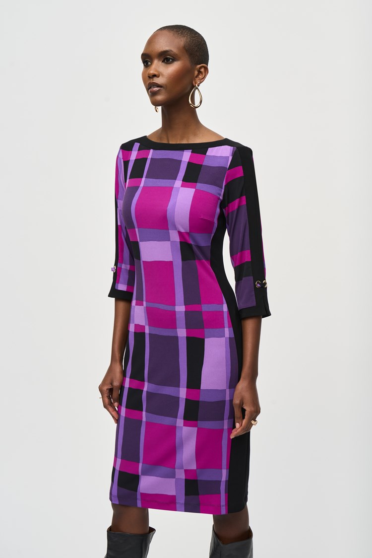 Plaid Print Sheath Dress 243301