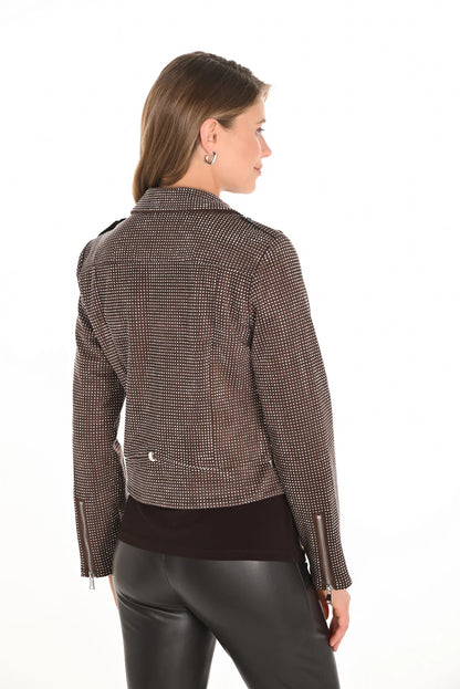 Brown Sparkly Biker Jacket 243444