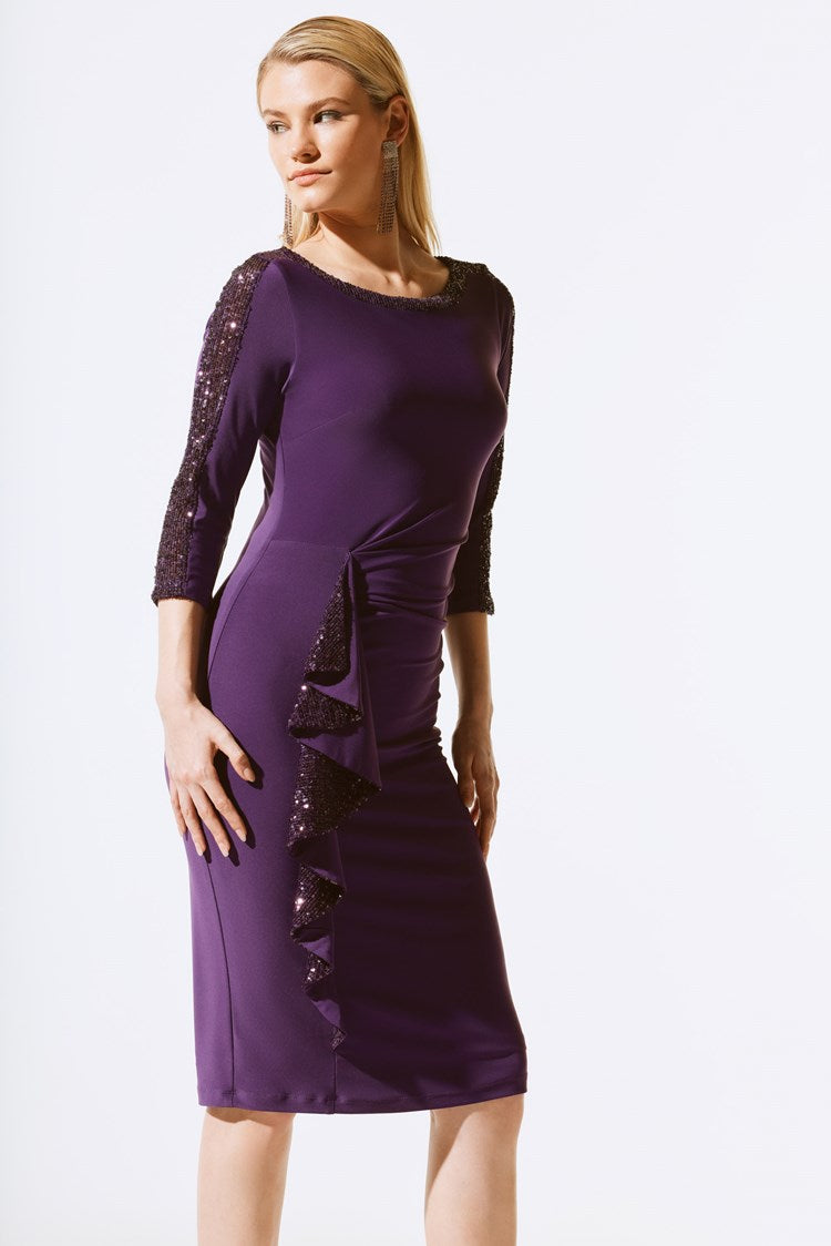 Purple Sequins Sheath Dress 243702